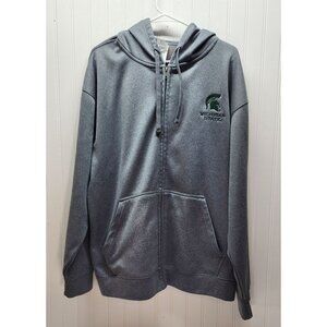 Michigan State Spartans Gray Full-Zip Hoodie With Embroidered Logo XL